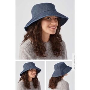 DuluthFlex Womens Firehose Ltd. Bucket Hat Cotton Canvas Sz M Denim Blue Festive